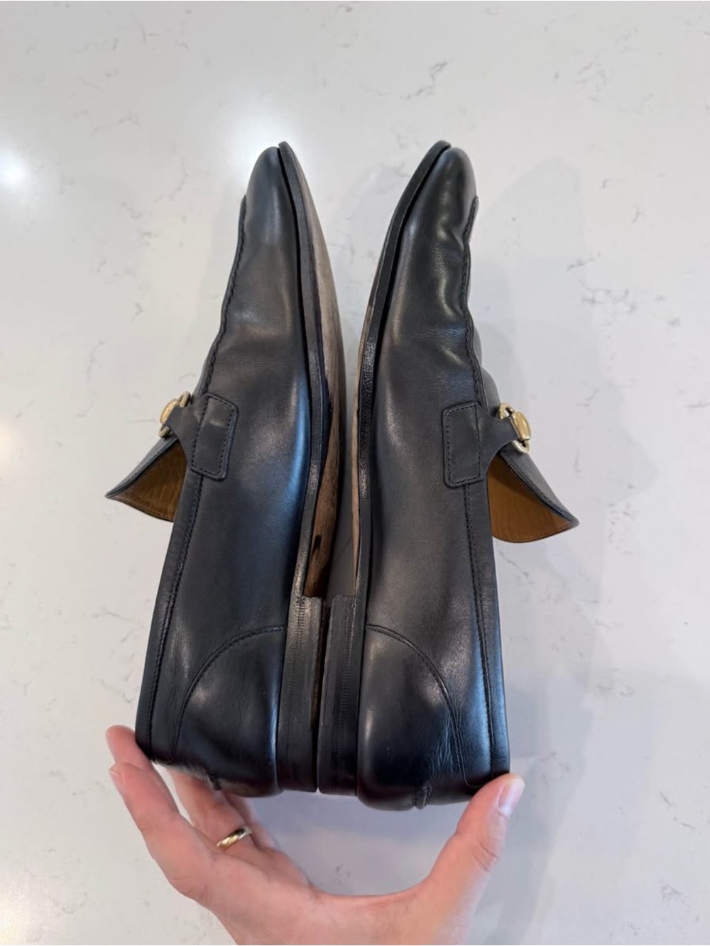 Gucci Jordaan Black Leather Horsebit Loafers Men’s 8.5 - Picture 4 of 5